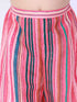 Vastramay Girl's Pink Striped Palazzo With Pink Crop Top